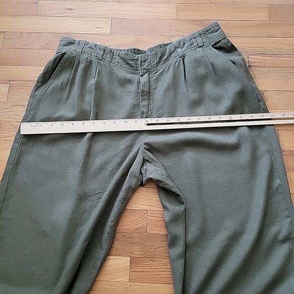 Coldwater Creek Wide Leg High Rise Linen Pants Olive Green Beachy Boho Lagenlook - Picture 7 of 12